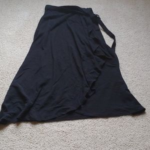 Black wrap maxi tie skirt